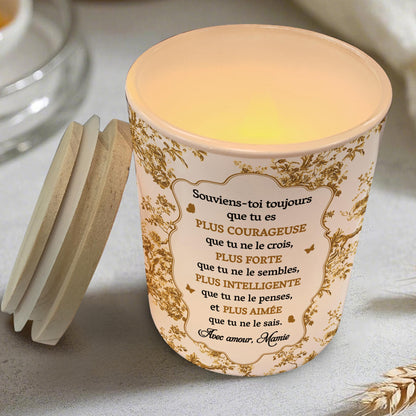 Souvenez-vous toujours que vous êtes plus courageux, motif floral - Pot en verre personnalisé avec LED - GDT347_LEJAR