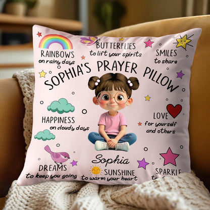 Rainbows, Butterflies and Smiles Prayer Pillow