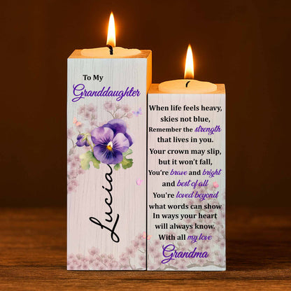 To My Granddaughter, You’re Brave and Bright - Personalized Custom Candle Holder - GDT356_CAHOW