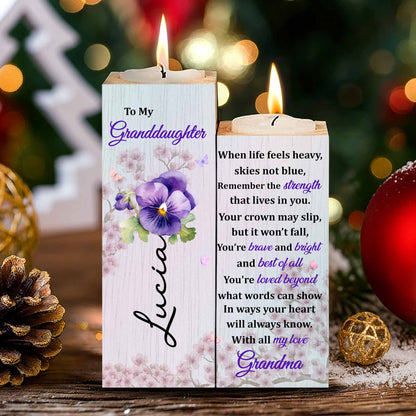 To My Granddaughter, You’re Brave and Bright - Personalized Custom Candle Holder - GDT356_CAHOW