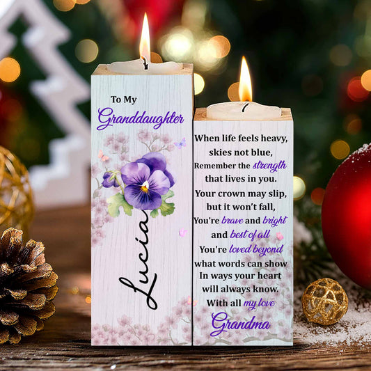To My Granddaughter, You’re Brave and Bright - Personalized Custom Candle Holder - GDT356_CAHOW