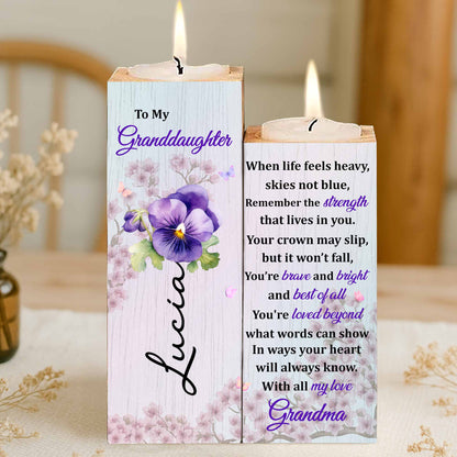 To My Granddaughter, You’re Brave and Bright - Personalized Custom Candle Holder - GDT356_CAHOW