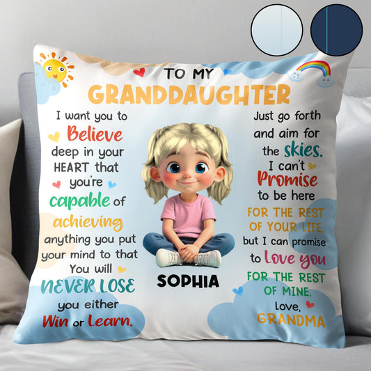 To My Granddaughter, Believe In Your Heart, Girl With Hearts And Rainbow