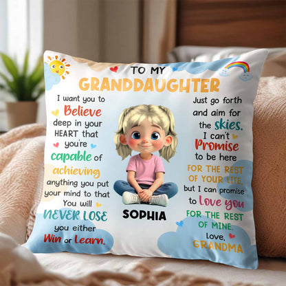 To My Granddaughter, Believe In Your Heart, Girl With Hearts And Rainbow