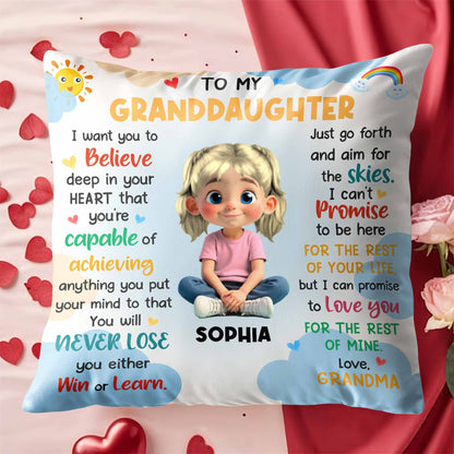 To My Granddaughter, Believe In Your Heart, Girl With Hearts And Rainbow