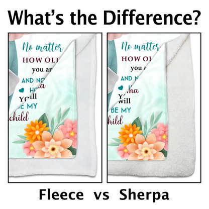 To My Granddaughter, Love From Grandma, Elephant And Flowers Design - Personalized Custom Blanket - GDT371_BLK