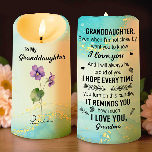 Para mi nieta, con cariño de la abuela, flores - Vela LED personalizada - GDT373_LECA