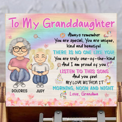 To My Granddaughter, Grandmother and Granddaughter Love - Custom Music Box With "You Are My Sunshine" Tune - GDT373_MZB