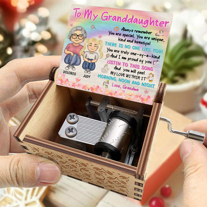 Para mi nieta, abuela y nieta con cariño - Caja de música personalizada con la melodía "Eres mi sol" - GDT373_MZB 