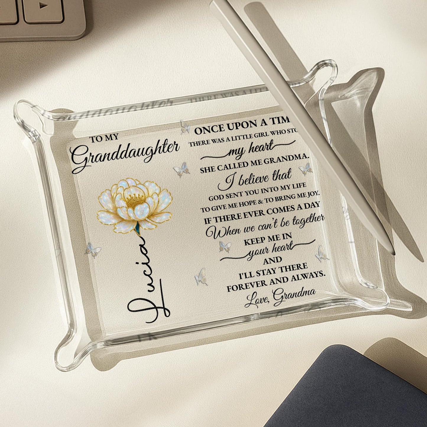 To My Granddaughter, Love Grandma, Flowers And Butterflies