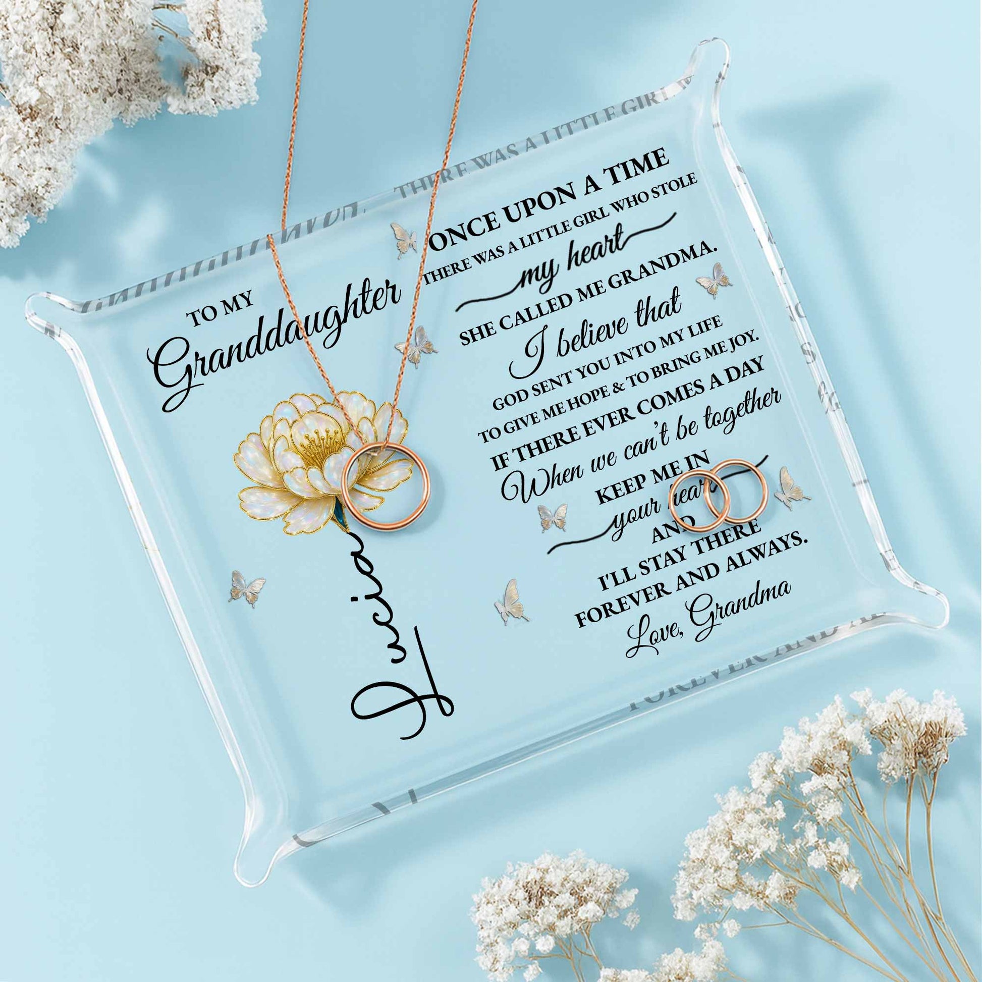 To My Granddaughter, Love Grandma, Flowers And Butterflies