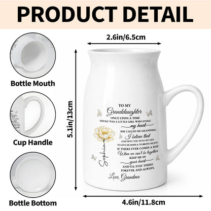 To My Granddaughter Once Upon A Time Birth Month Flower Butterflies - Personalized Ceramic Flower Vase - GDT389_CEV