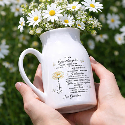 To My Granddaughter Once Upon A Time Birth Month Flower Butterflies - Personalized Ceramic Flower Vase - GDT389_CEV