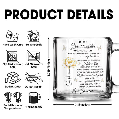 To My Granddaughter Once Upon A Time Flower And Butterfly - Personalized Custom Glass Mug - GDT389_GLM