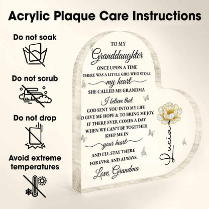 To My Granddaughter, Keepsake With Flower And Butterflies