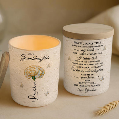 To My Granddaughter, Beautiful Glass Jar With Flower And Butterflies