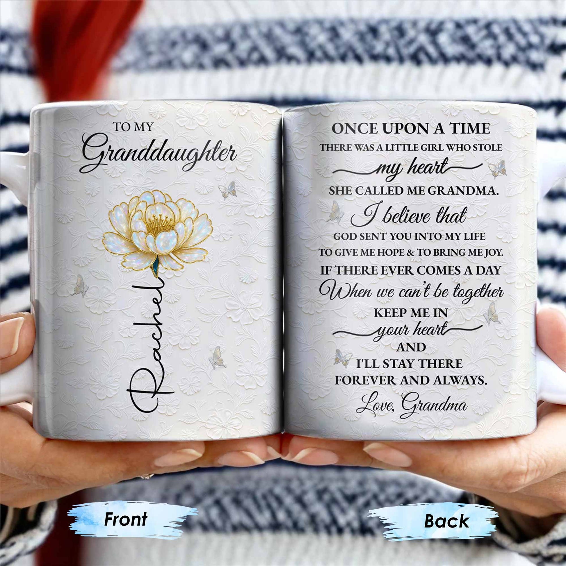 To My Granddaughter, Love Grandma, Beautiful Flower And Butterfly Design