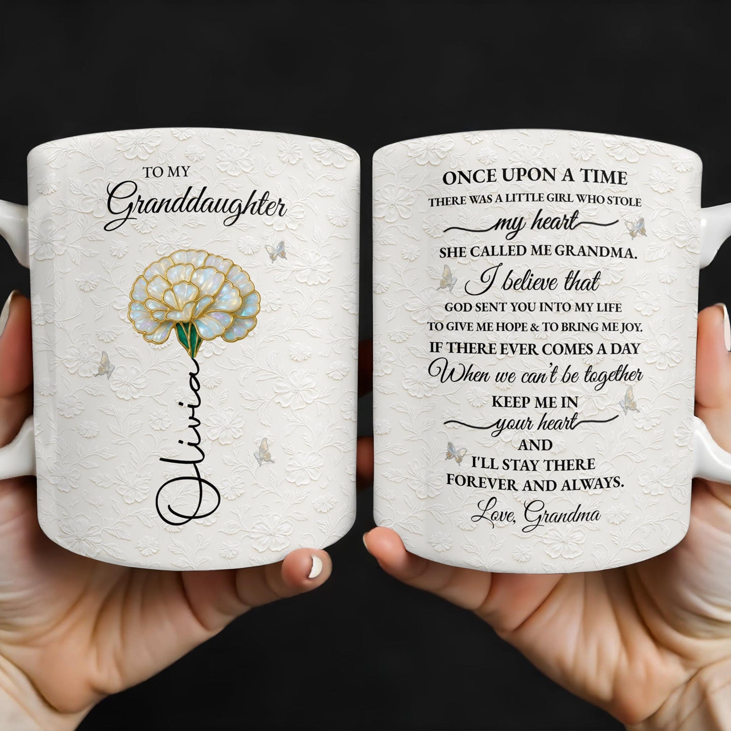 To My Granddaughter, Love Grandma, Beautiful Flower And Butterfly Design