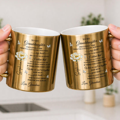 To My Granddaughter Once Upon A Time Flower And Butterflies - Personalized Custom Metallic Mug - GDT389_MMUG