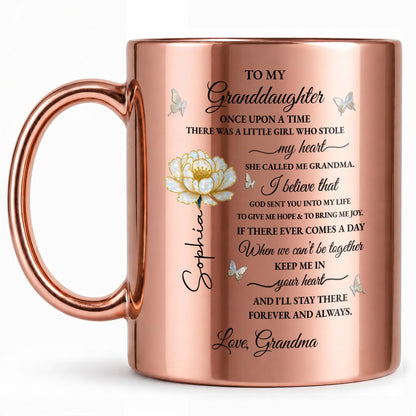 To My Granddaughter Once Upon A Time Flower And Butterflies - Personalized Custom Metallic Mug - GDT389_MMUG