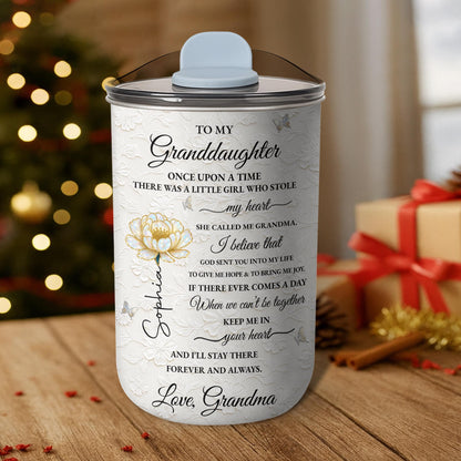 To My Granddaughter Once Upon A Time Flower And Butterfly - Personalized Custom 10oz Tumbler - GDT389_MTUM