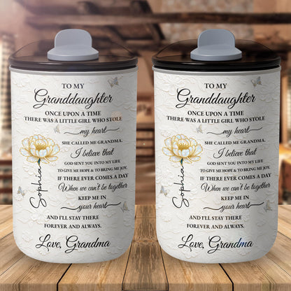 To My Granddaughter Once Upon A Time Flower And Butterfly - Personalized Custom 10oz Tumbler - GDT389_MTUM