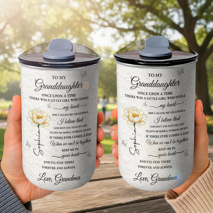 To My Granddaughter Once Upon A Time Flower And Butterfly - Personalized Custom 10oz Tumbler - GDT389_MTUM