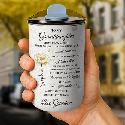 To My Granddaughter Once Upon A Time Flower And Butterfly - Personalized Custom 10oz Tumbler - GDT389_MTUM