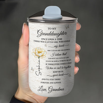 To My Granddaughter Once Upon A Time Flower And Butterfly - Personalized Custom 10oz Tumbler - GDT389_MTUM