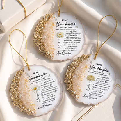 To My Granddaughter Once Upon A Time Flower and Butterflies Resin Ornament - Personalized Resin Ornament - GDT389_RESIO