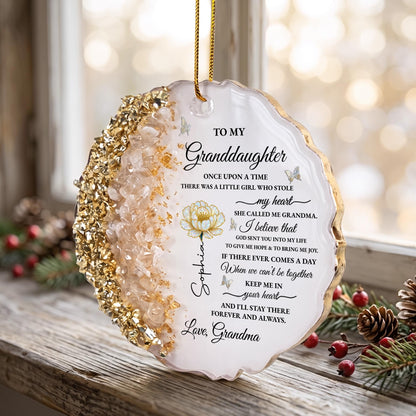 To My Granddaughter Once Upon A Time Flower and Butterflies Resin Ornament - Personalized Resin Ornament - GDT389_RESIO