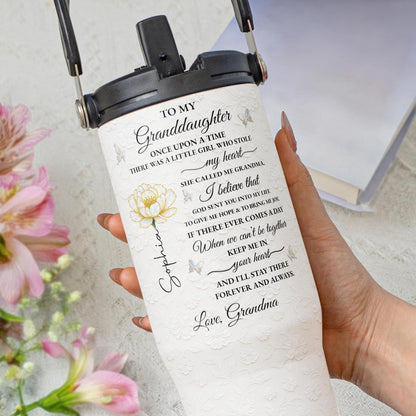 To My Granddaughter Once Upon A Time Flower Butterflies Floral Design - Personalized 30oz Tumbler With Handle - GDT389_TBH