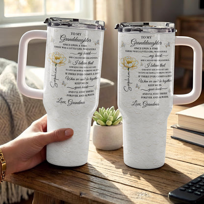 To My Granddaughter Once Upon A Time Flower Butterflies - Personalized 40oz Tumbler With Straw - GDT389_TBS