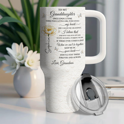 To My Granddaughter Once Upon A Time Flower Butterflies - Personalized 40oz Tumbler With Straw - GDT389_TBS