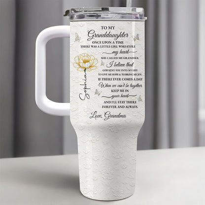 To My Granddaughter Once Upon A Time Flower Butterflies - Personalized 40oz Tumbler With Straw - GDT389_TBS