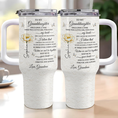 To My Granddaughter Once Upon A Time Flower Butterflies - Personalized 40oz Tumbler With Straw - GDT389_TBS