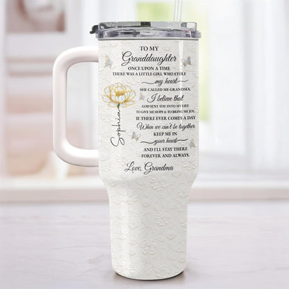 To My Granddaughter Once Upon A Time Flower Butterflies - Personalized 40oz Tumbler With Straw - GDT389_TBS