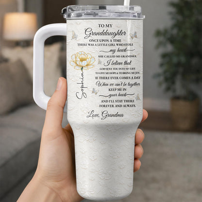 To My Granddaughter Once Upon A Time Flower Butterflies - Personalized 40oz Tumbler With Straw - GDT389_TBS