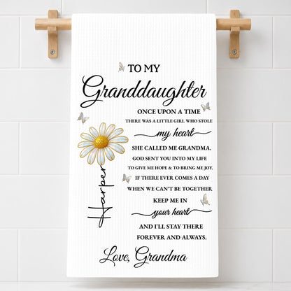 To My Granddaughter Once Upon A Time Flower And Butterfly - Personalized Kitchen Towel - GDT389_TOWL