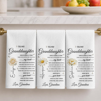 To My Granddaughter Once Upon A Time Flower And Butterfly - Personalized Kitchen Towel - GDT389_TOWL