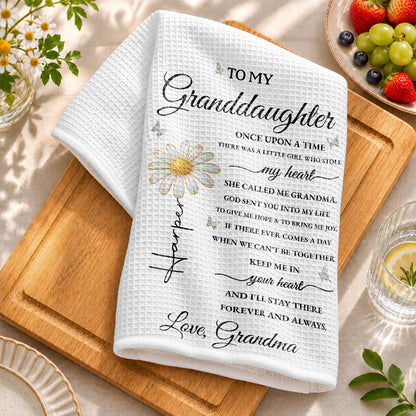 To My Granddaughter Once Upon A Time Flower And Butterfly - Personalized Kitchen Towel - GDT389_TOWL