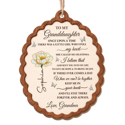 To My Granddaughter Once Upon A Time Flower Butterflies Wood Ornament - Personalized Custom Wood Ornament, Custom Shaped - GDT389_WDO