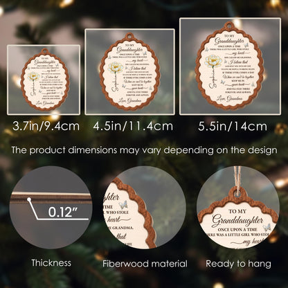 To My Granddaughter Once Upon A Time Flower Butterflies Wood Ornament - Personalized Custom Wood Ornament, Custom Shaped - GDT389_WDO