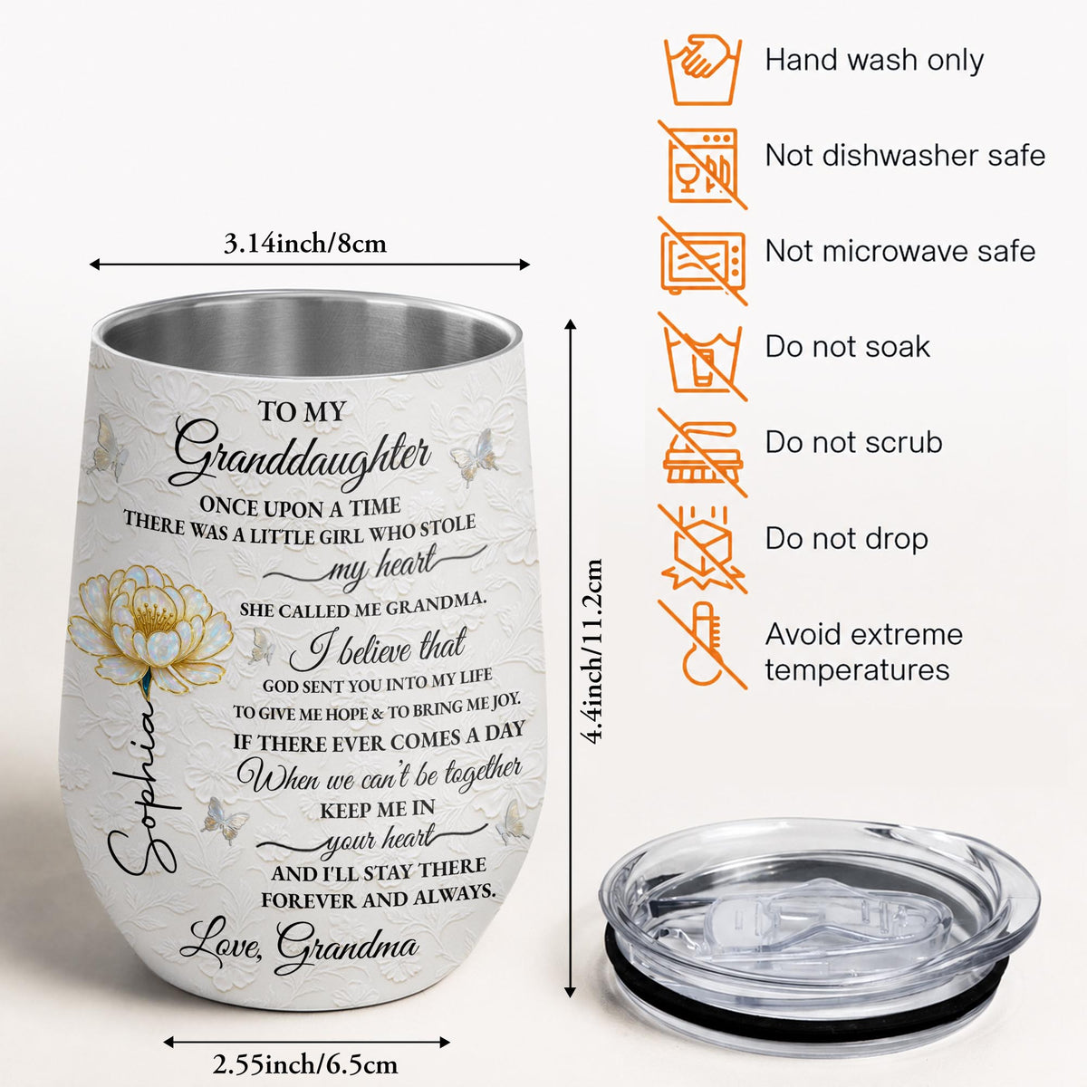 To My Granddaughter Once Upon A Time Birth Month Flower - Personalized Wine Tumbler - GDT389_WITUM