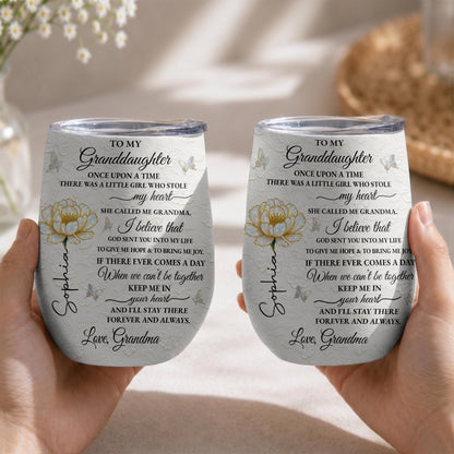 To My Granddaughter Once Upon A Time Birth Month Flower - Personalized Wine Tumbler - GDT389_WITUM