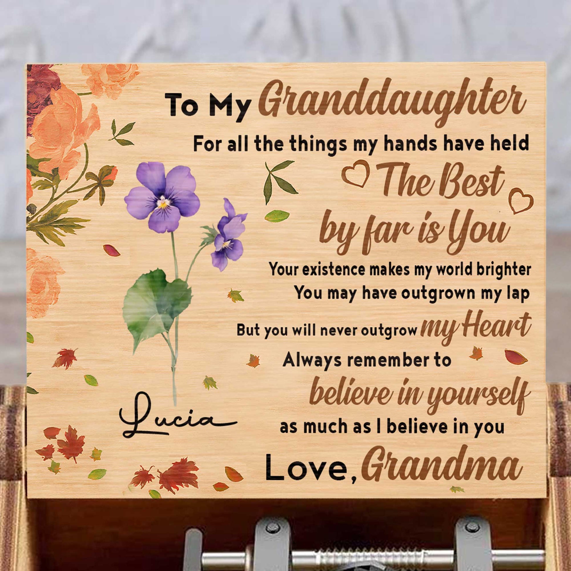 To My Granddaughter, Believe In Yourself, Flowers and Leaves Design