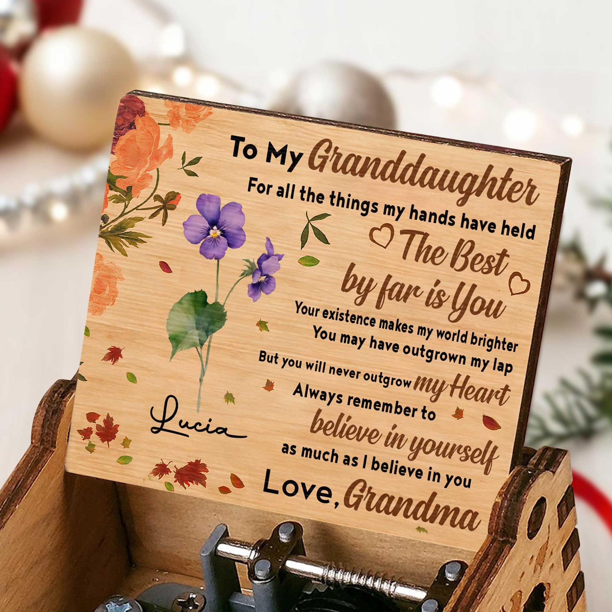 To My Granddaughter, Believe In Yourself, Flowers and Leaves Design