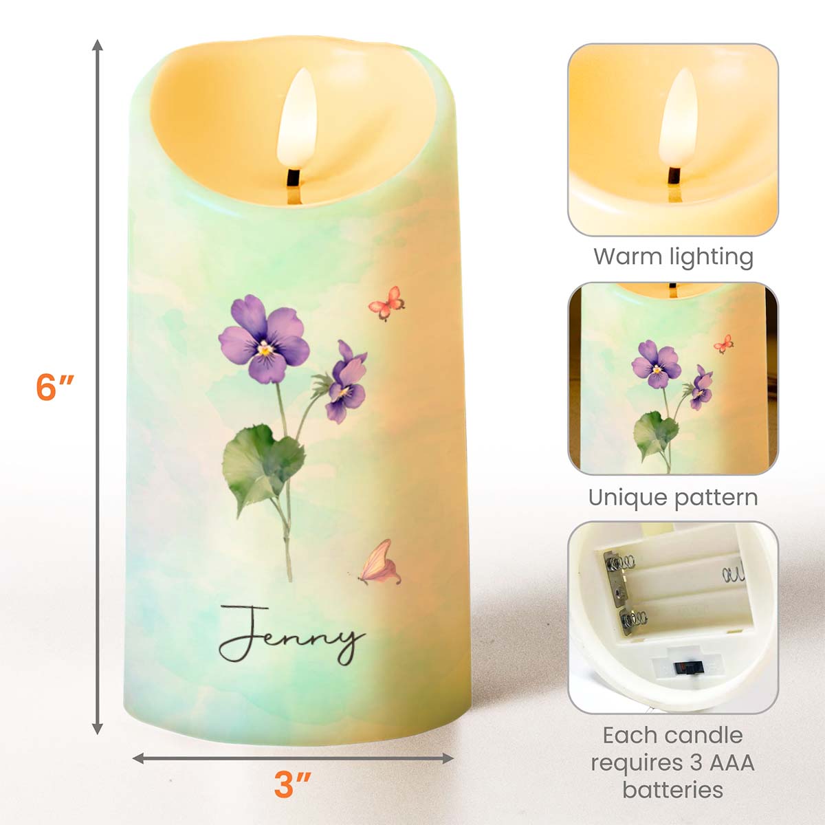 To My Granddaughter, Blessing from Above with Flowers and Butterflies - Personalized Custom LED Candle - GDT401_LECA