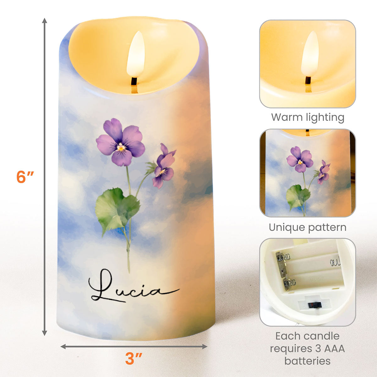 To My Granddaughter, Love You Forever, Flowers And Butterflies - Personalized Custom LED Candle - GDT402_LECA