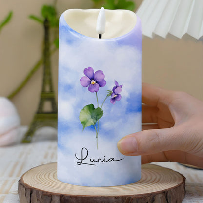 To My Granddaughter, Love You Forever, Flowers And Butterflies - Personalized Custom LED Candle - GDT402_LECA